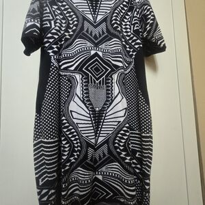 BLACK AND white Abstract Plus Size Swrater Dress